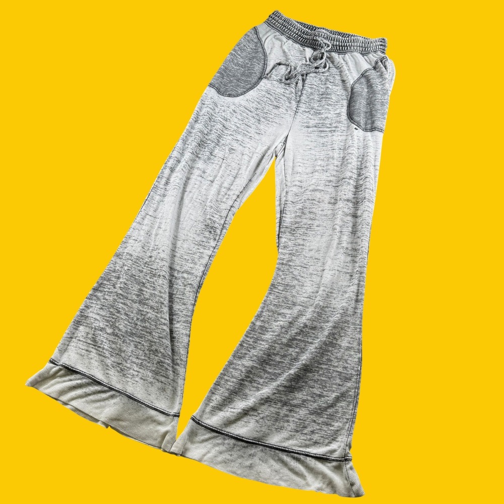 Intimately Free People Good Vibes Lounge Pants Women M Grey Space Dye Flare Boho